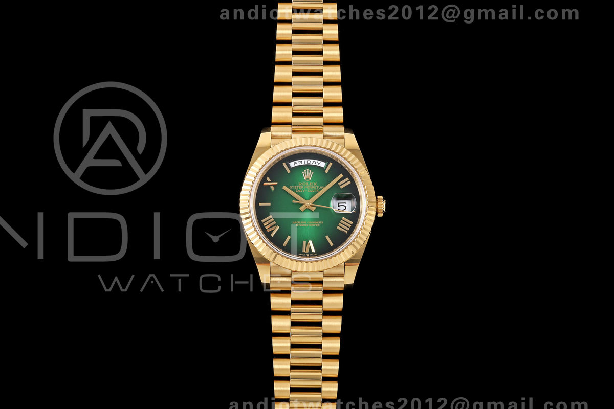 DayDate 40 228238 QF 1:1 Best Edition Green Ombre Roman Dial on President Bracelet JH3255 Free Sprung V9